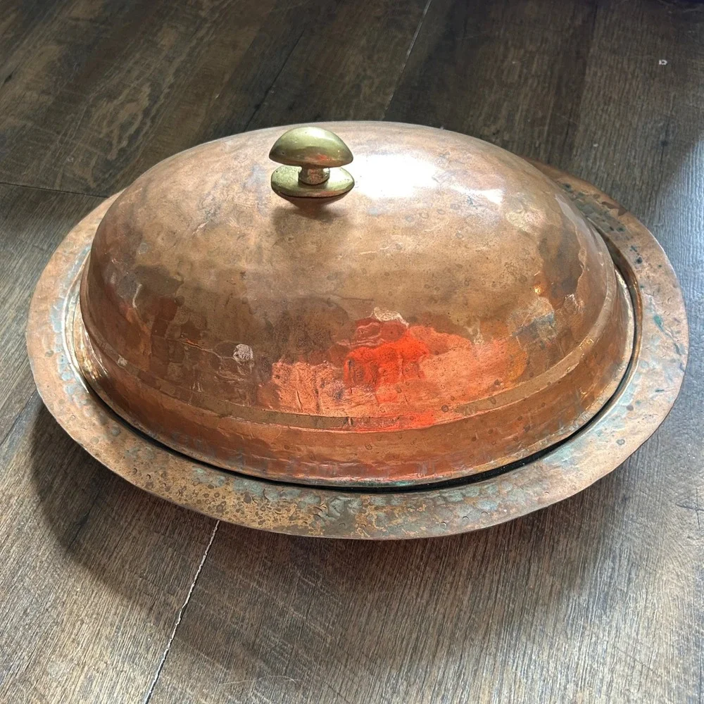 Handmade Pure Copper Serving Kebab Plate iskender Turkish presentation oval tinn